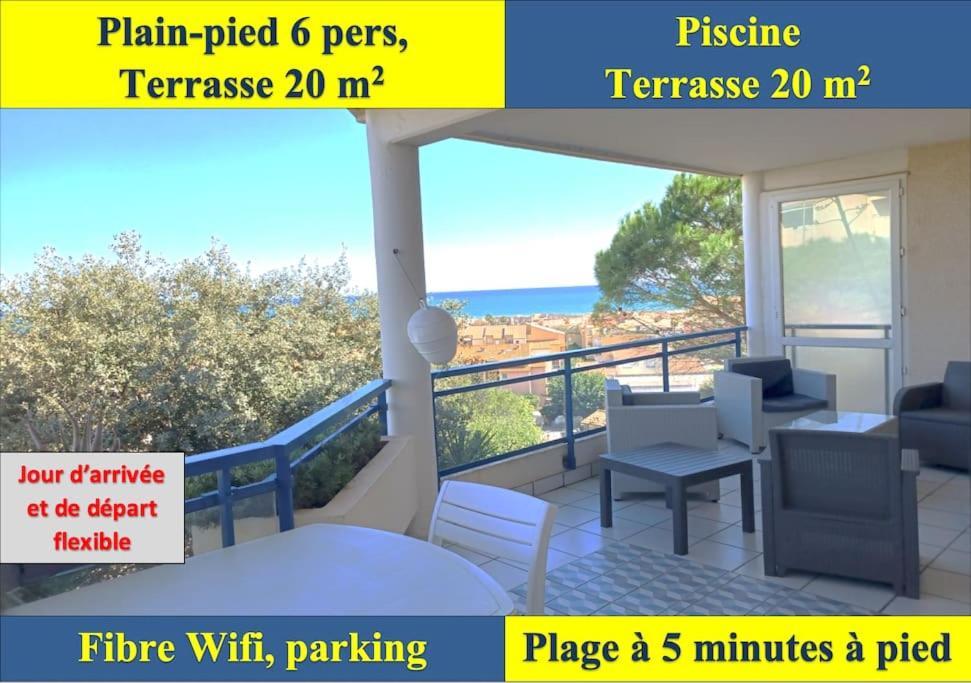 Plain-Pied, Terrasse, Piscine, Pleine Vue Mer, Plage A 6' A Pied, Parking, Wifi Fleury  Exterior photo